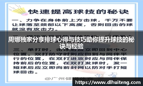 周娜独家分享排球心得与技巧助你提升球技的秘诀与经验